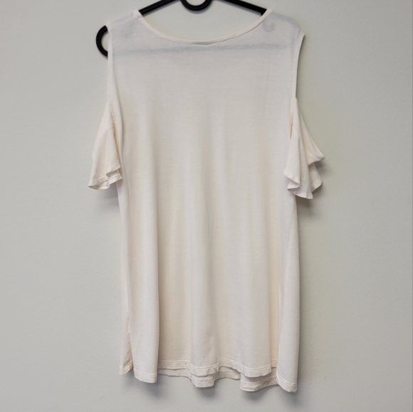 Old Navy Cold Shoulder Swing Ruffle Top Cream L - Picture 2 of 6